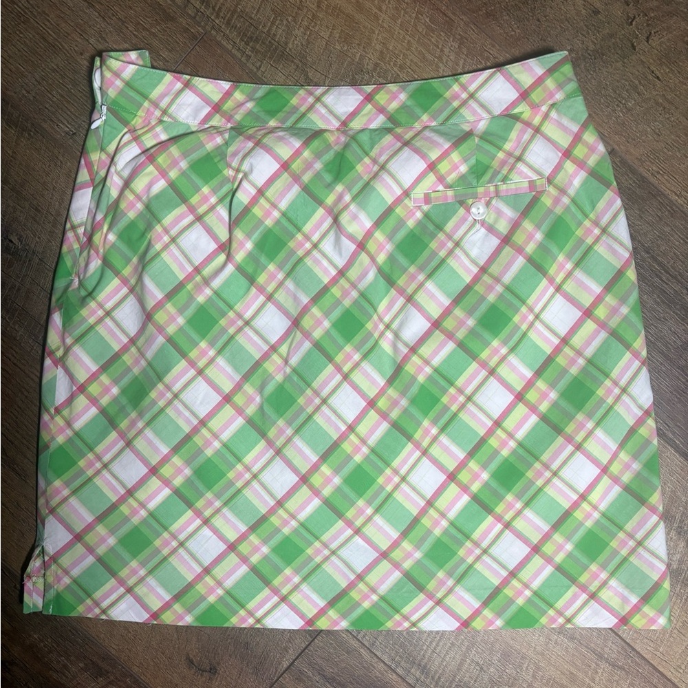 EP Pro Plaid Golf Skort Size 10 Preppy Country Club Pink Green - Picture 4 of 10